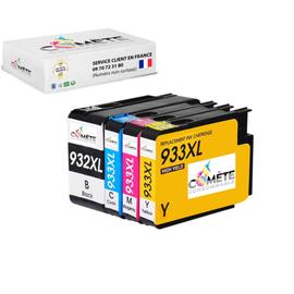 COMETE - HP 302XL - 4 Cartouches compatibles HP 302 XL - 2 Noir + 2  Couleurs - Marque française - Cartouche imprimante - LDLC