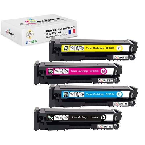 201X - 4 Toners compatibles HP 201 CF400 - 1 Noir + 1 Cyan + 1 Magenta + 1 Jaune