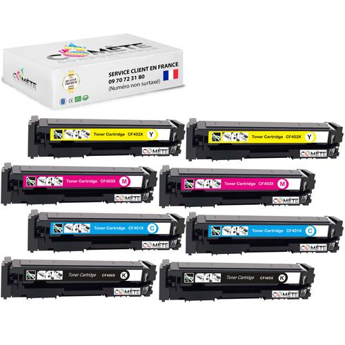 201X - 8 Toners compatibles HP 201 CF400 - 2 Noir + 2 Cyan + 2 Magenta + 2 Jaune