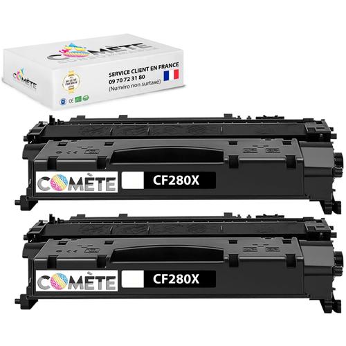 80X - 2 Toners compatibles 80X CF280X - Noir