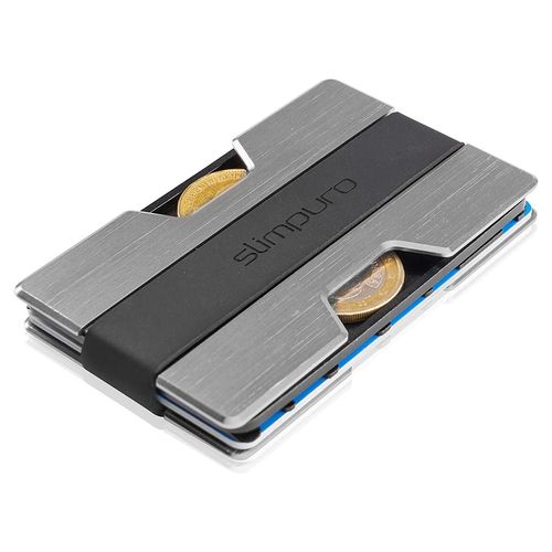 Portefeuille - Slimpuro NANO Slim - extra-plat - 12 cartes max. - en aluminium - Argent