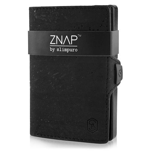 Porte Carte - Slimpuro ZNAP Slim - 8 cartes max. - pochette à monnaie - 8 x 1,8 x 6 cm - Protection RFID - en cuir - noir vintage