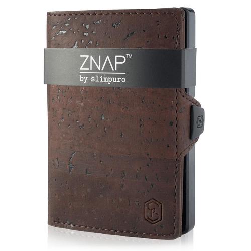 Porte Carte - Slimpuro ZNAP Slim - 8 cartes max. - pochette à monnaie - 8 x 1,8 x 6 cm - Protection RFID - en cuir - brun vintage