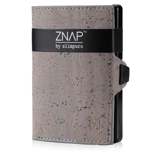 Porte Carte - Slimpuro ZNAP Slim - 8 cartes max. - pochette à monnaie - 8 x 1,8 x 6 cm - Protection RFID - en cuir - gris vintage