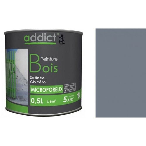 Peinture spéciale bois glycéro Gris minéral satin 0.5L ADDICT microporeux intérieur extérieur