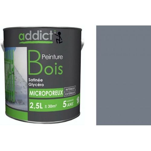 Peinture spéciale bois glycéro Gris minéral 2.5L ADDICT microporeux intérieur extérieur