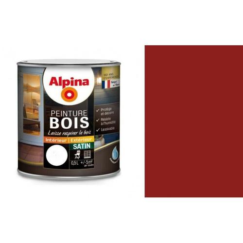 Peinture spéciale bois Rouge basque satin 0.5L ALPINA microporeux protège décor lessivable