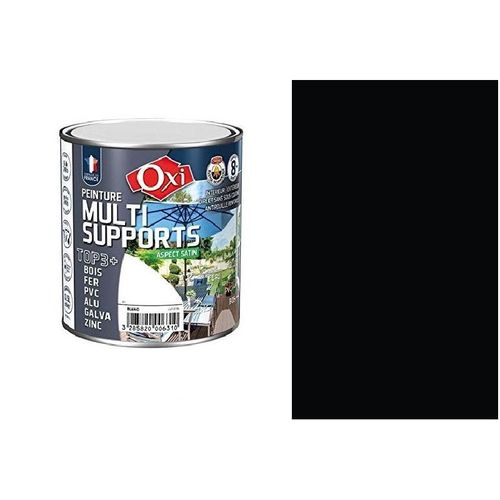 Peinture multi supports bois fer alu galva zinc pvc Noir brillant 0.5L OXI direct sans sous couche