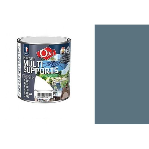 Peinture multi supports bois fer alu galva zinc pvc métaux Gris foncé 0.5L OXI direct sans sous couche