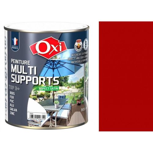 Peinture multi supports bois fer alu galva zinc pvc métaux Rouge vif 2.5L OXI direct sans sous couche