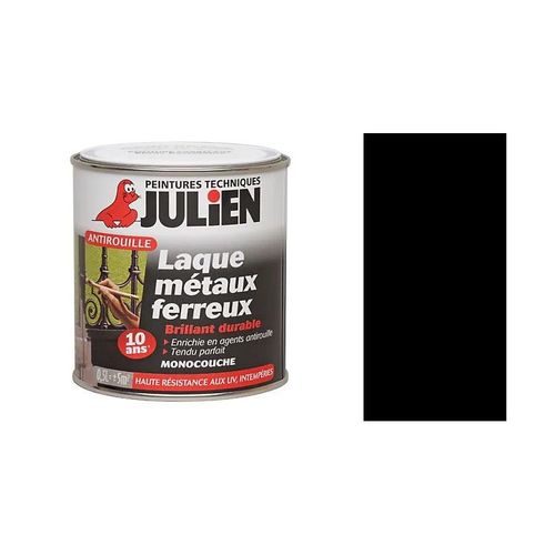 Peinture antirouille laque métaux ferreux haute résistance noir mat 0.5L FERICOLOR JULIEN