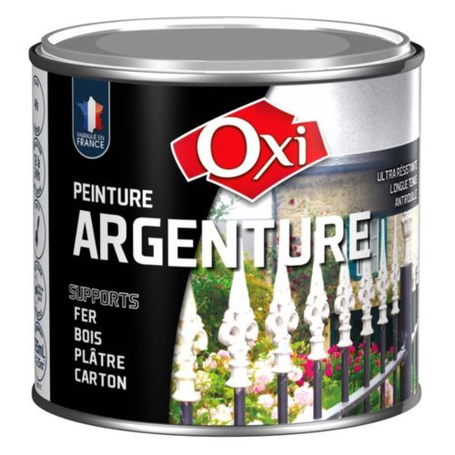 Peinture antirouille à effet métal Argenture argent satiné tous supports 60ML OXI
