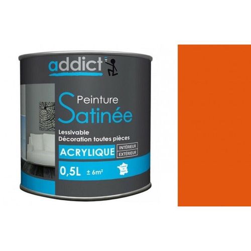 Peinture décoration intérieur extérieur multi supports acrylique Orange satin 0.5L ADDICT