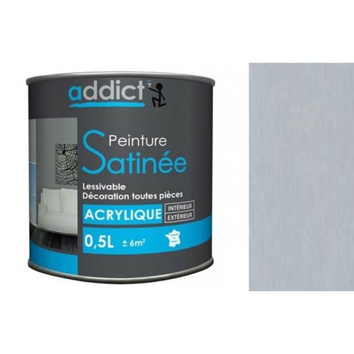 Peinture décoration intérieur extérieur multi supports acrylique Gris pluie d'été satin 0.5L ADDICT