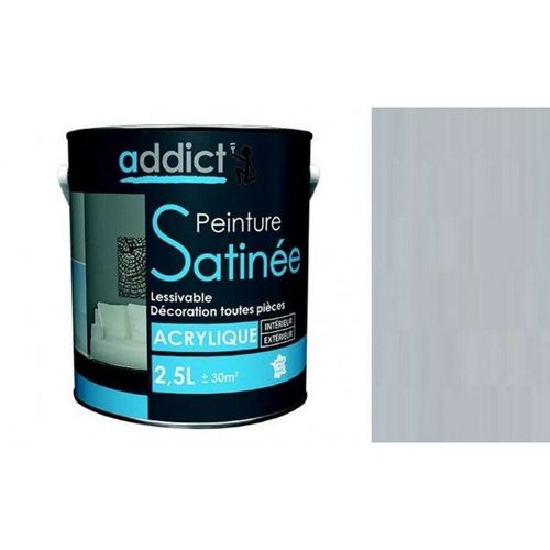 Peinture décoration intérieur extérieur multi supports acrylique Gris pluie d' été satin 2.5L ADDICT