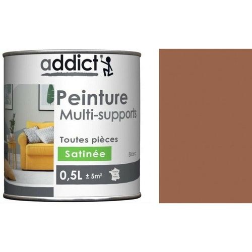 Peinture décoration intérieur multi supports acrylique Marron Taupe satin 0.5L ADDICT