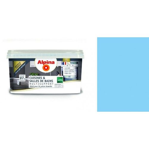 Peinture spécial cuisine salle de bains pièces humides Bleu Cyclades satin 2.5L ALPINA