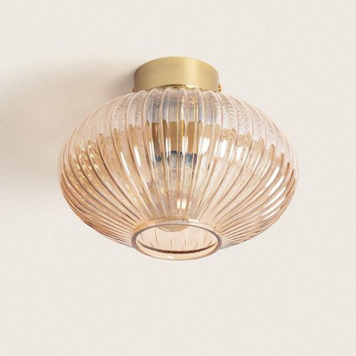 Plafonnier Métal Et Verre Basile Ambre