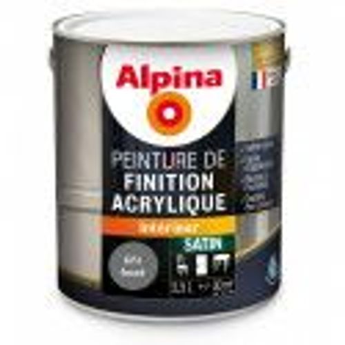Peinture Laque de finition acrylique tous travaux intérieurs Gris foncé satin 2.5L ALPINA
