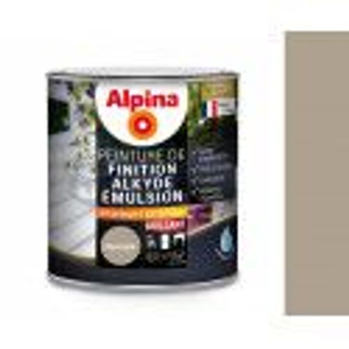 Peinture Laque de finition acrylique tous travaux décoration intérieurs extérieurs Gris Muscade brillant 0.5L ALPINA
