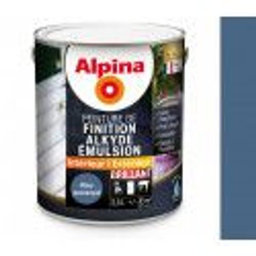 Peinture Laque de finition acrylique tous travaux décoration intérieurs extérieurs Bleu provençal brillant 2.5L ALPINA