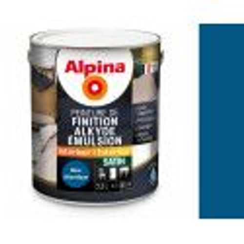 Peinture Laque de finition acrylique tous travaux décorations intérieurs extérieurs Bleu atlantique satin 2.5L ALPINA