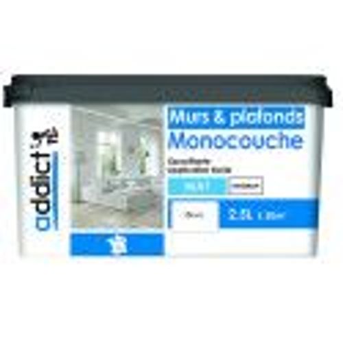 Peinture murs et plafonds grands travaux monocouche opacifiante acrylique blanc mat 2.5L ADDICT