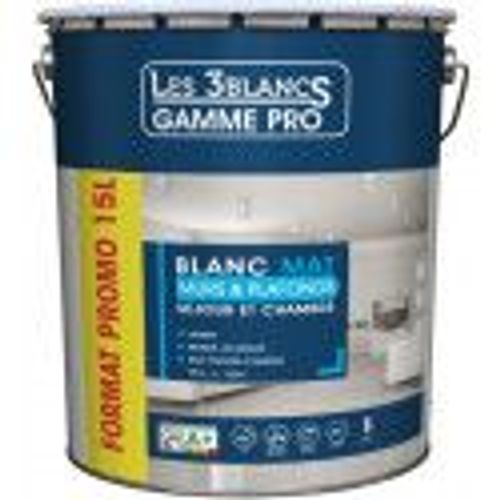 Peinture monocouche acrylique décoration murs plafonds chambre séjour blanc mat 15L LES 3 BLANCS