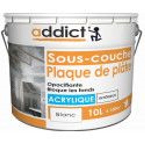 Peinture sous couche acrylique plaque de plâtre opacifiante bloque les fonds blanc mat 10L ADDICT