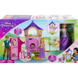 Coffret Grande Tour De Raiponce - Poupée Mannequin Disney Princesse Raiponce - 15 Pieces - Set Jouet Fille Et Une Carte Animal
