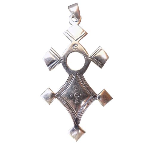 Grande Croix Du Sud Touareg Agadès"Inabagret" En Argent Massif Estampillé 925 Avec Cordon Cuir