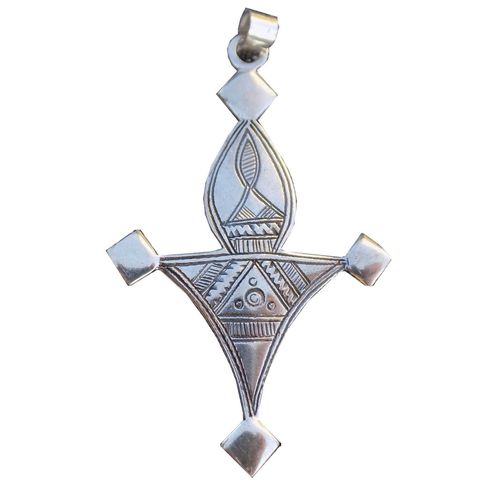 Croix Du Sud Touareg D'agadez"Bagzan" En Argent Massif Estampillé 925 Avec Cordon Cuir Tou11(4)