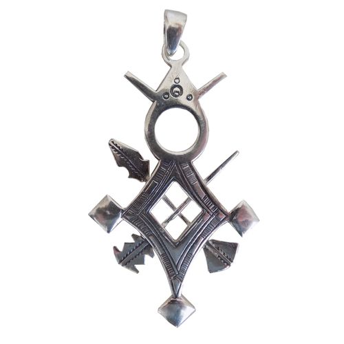 Grande Croix Du Sud Touareg Agadez"Aïr" En Argent Massif Estampillé 925 Avec Cordon Cuir Tou25