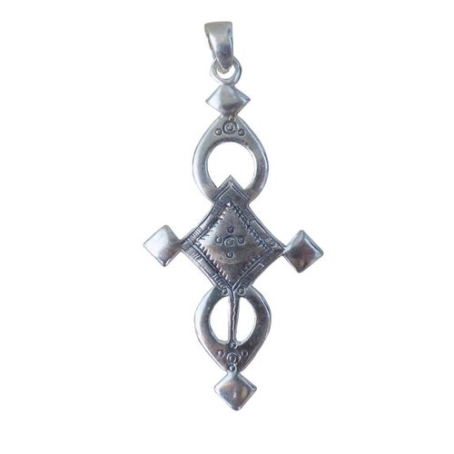 Trés Particulière 22 Ème Croix Touareg"Mano Dayak" En Argent Massif Estampillé 925 Avec Cordon Cuir Ref : Mano Dayak