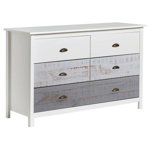 Rosalia - Commode 6 Tiroirs Bois Aspect Vieilli