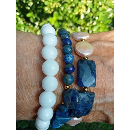 Set 2 Bracelets Lapis Perles Et Agate