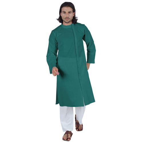 Atasi Kurta Solide Designer Pour Hommes Mandarin Collier Coton Ethnique