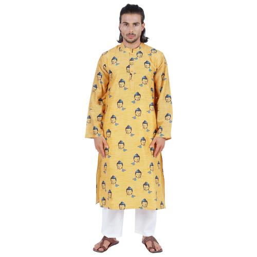 Atasi Traditionnel Manches Longues Kurta Hommes Porter Du Collier De Mandarin