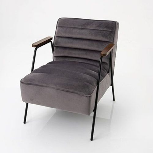 Fauteuil 60x76x73 Cm En Tissu Velours Gris Foncé