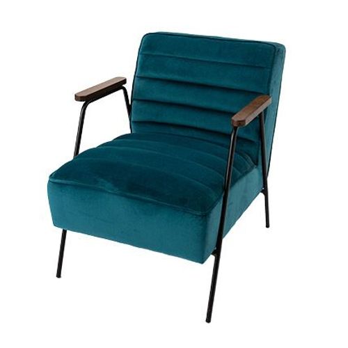 Fauteuil 60x76x73 Cm En Tissu Velours Bleu Foncé