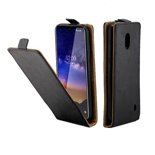 Flip Vertical Étui Pour Nokia 2.2 Fente Pour Carte Cuir Tpu Style D'affaires Housse De Protection - Noir