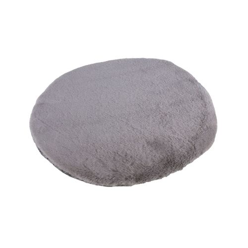 Lot De 6 Galettes De Chaises Rondes En Fausse Fourrure - Diamètre 34 Cm - Gris