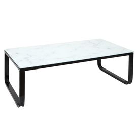 Table Basse En Verre Effet Marbre - Blanc Et Noir