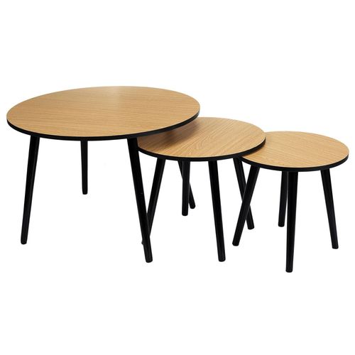 Trio De Tables Gigogne Indus - Noir Et Bois