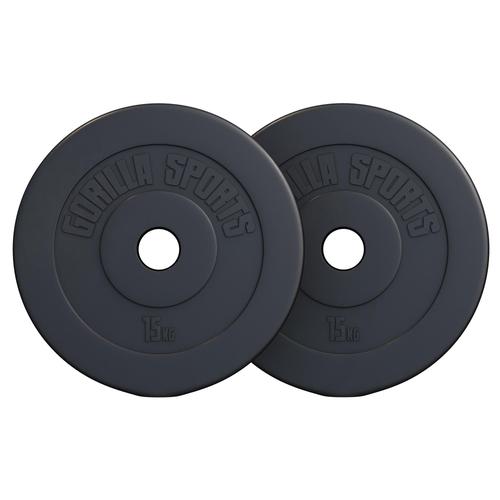 Gorilla Sports - Disques Olympiques En Plastique - 50/51mm | De 1,25 Kg À 15 Kg Et Disponible En Lot - Poids : 2 X 15 Kg