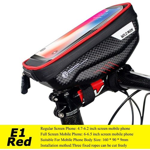 E1 Rouge - Sacoche Étanche Pour Guidon De Vélo, Étui Pour Téléphone Portable, Écran Tactile 6.7 Pouces