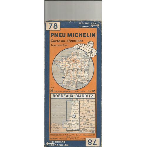 Carte 78 Pneu Michelin Bordeaux-Biarritz 
