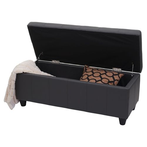 Banc/Banquette/Coffre De Rangement Kriens, 114x45x45cm, Similicuir   Gris Mat