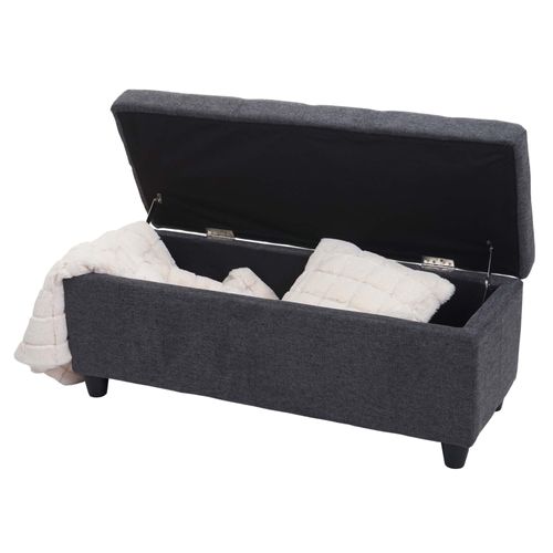 Coffre De Rangement Kriens, Banc, Tissu/Textile, 45x114x45cm   Gris Foncé
