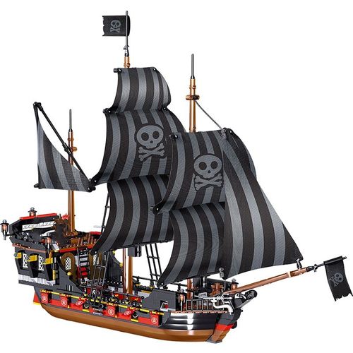 987pcs Sans Boîte - Blocs De Construction De Bateau De Pirate Éternel Noir, Série De Film, Briques De Construction De Bateau De Pirate, Jouets De Construction, Cadeaux Pour Enfants
